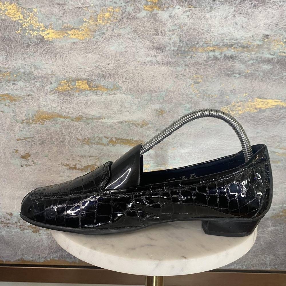Clarks Collection Shoes Womens Size 8.5 Black Croc Embossed Slip On Loafers - Picture 6 of 11